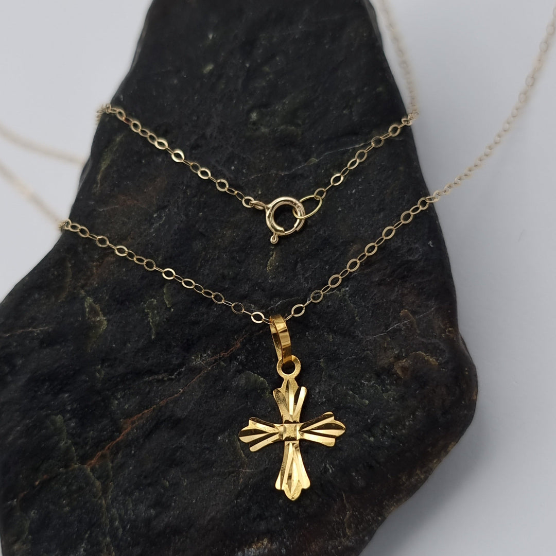 18K Real Gold Cross Necklace