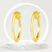 18K Real Gold Round Loop Earrings