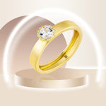 Load image into Gallery viewer, 18K Real Gold Fine Round Stone Ring
