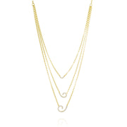 18K Real Gold 3 Layer Stone Necklace