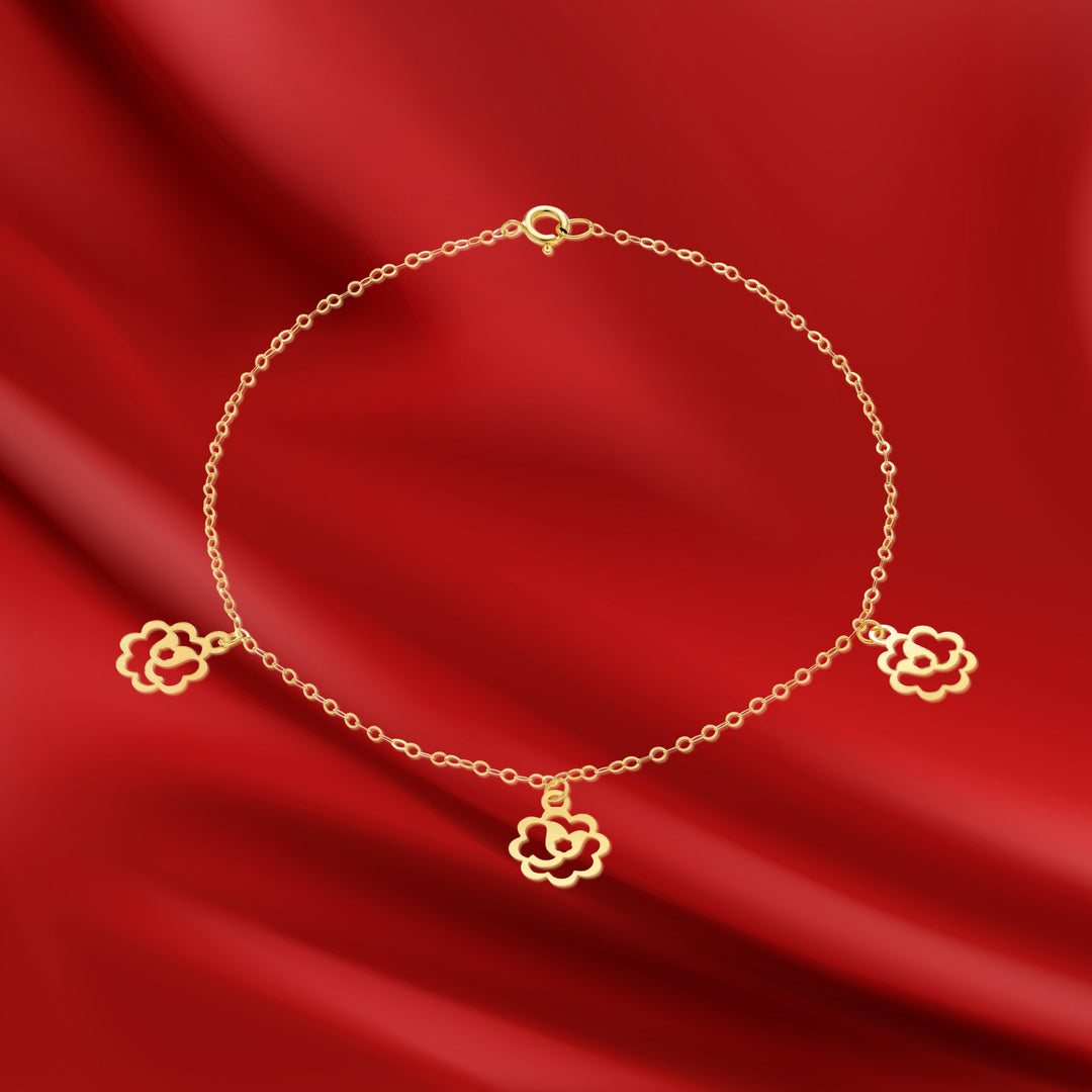 18K Real Gold Fine Flower Bracelet