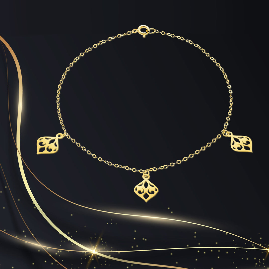 18K Real Gold Fine Leaf Bracelet