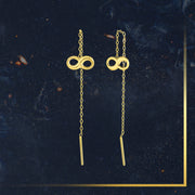 18K Real Gold Hanging Infinity Earrings