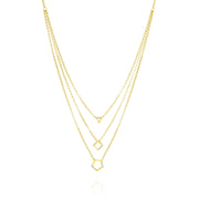 18K Real Gold 3 Layer Stone Necklace