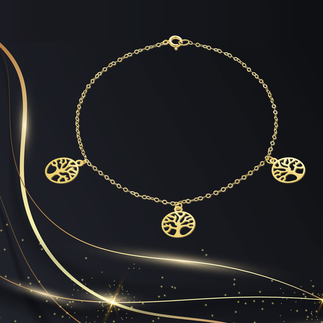 18K Real Gold Fine Tree Bracelet