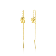 18K Real Gold Hanging Dolphin Earrings