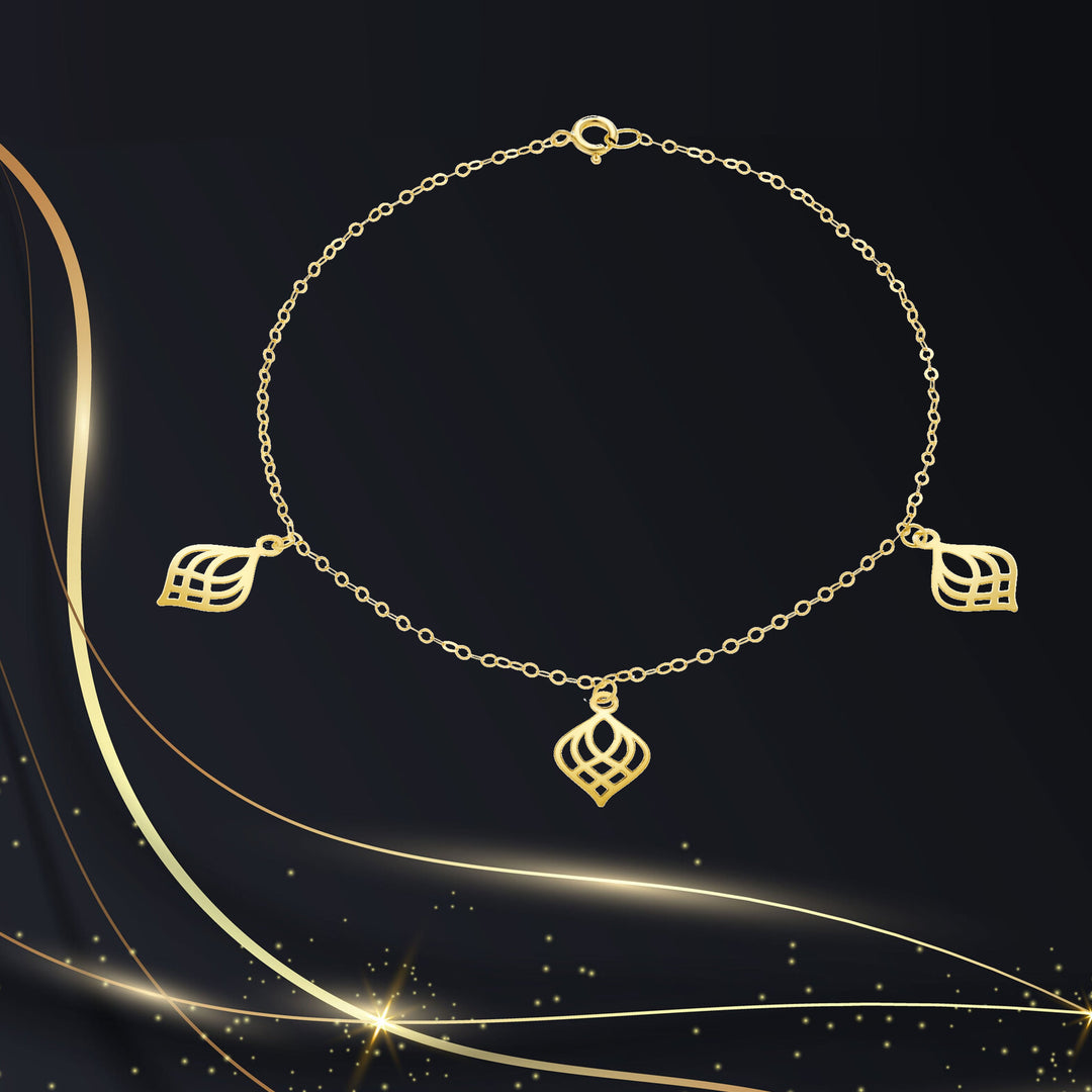 18K Real Gold Fine Leaf Bracelet