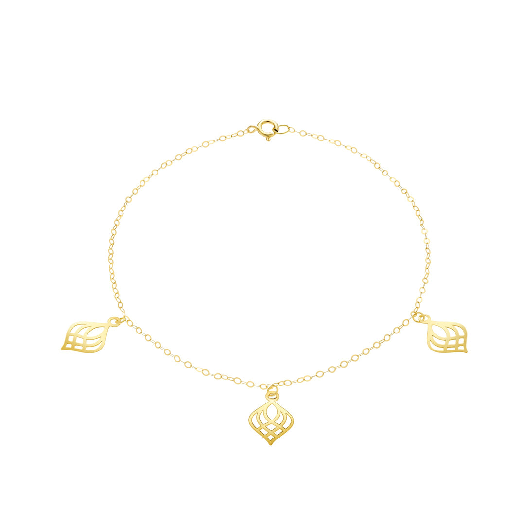 18K Real Gold Fine Leaf Bracelet