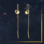 Load image into Gallery viewer, 18K Real Gold Hanging Double Heart Earrings