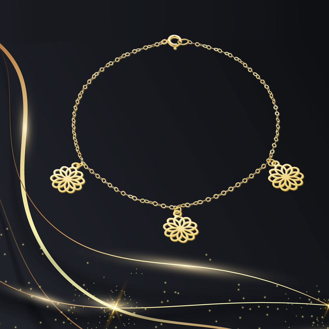 18K Real Gold Fine Flower Bracelet