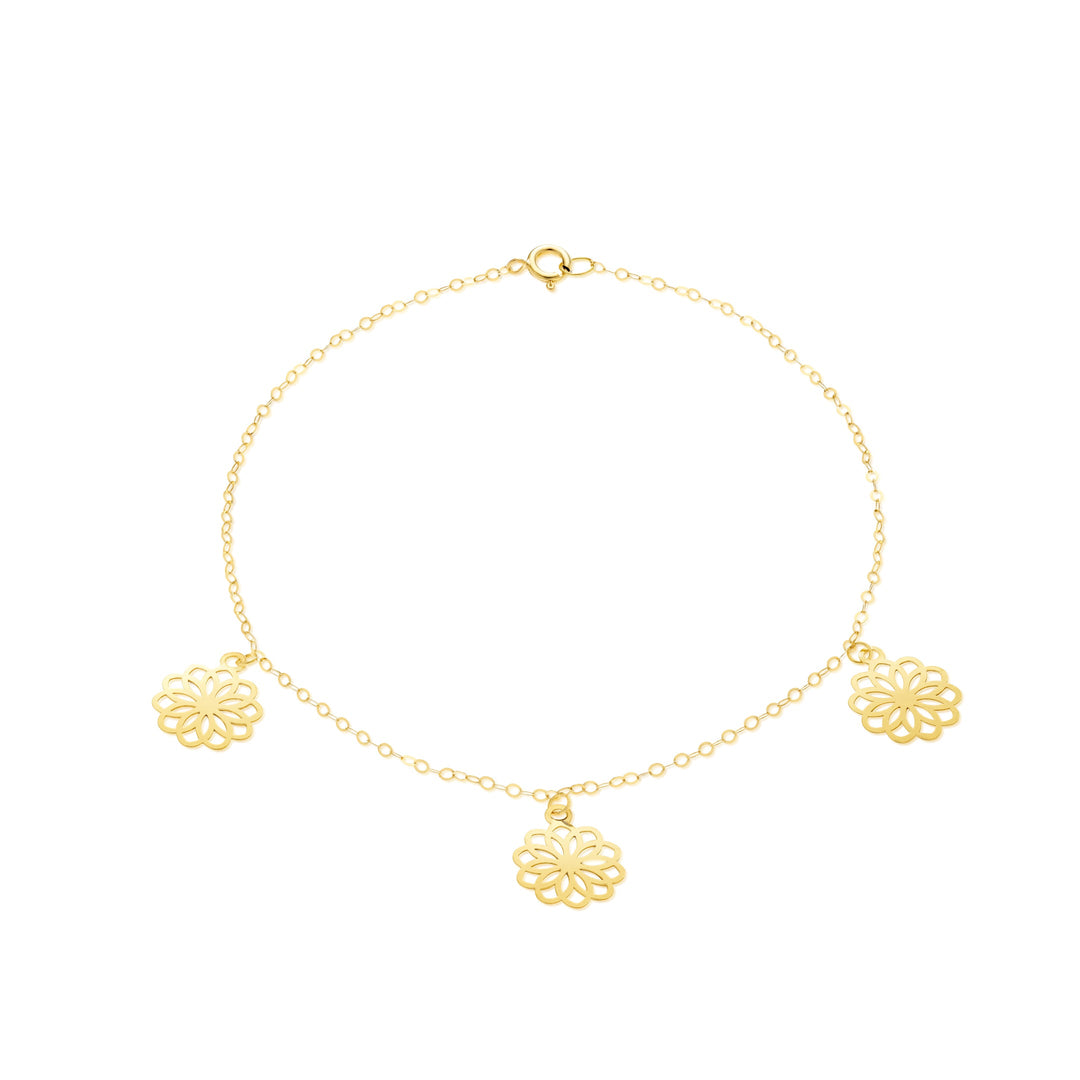 18K Real Gold Fine Flower Bracelet