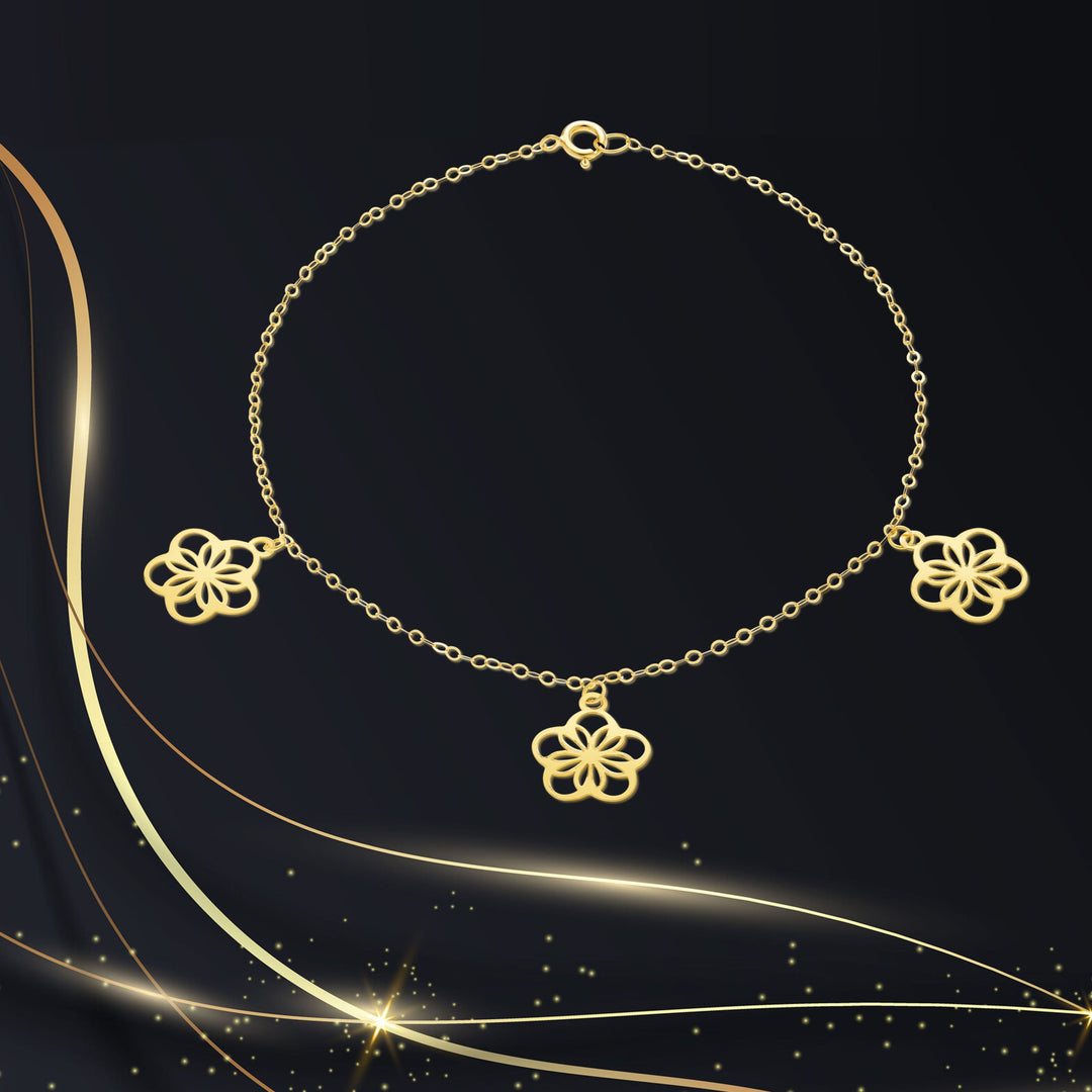 18K Real Gold Fine Flower Bracelet