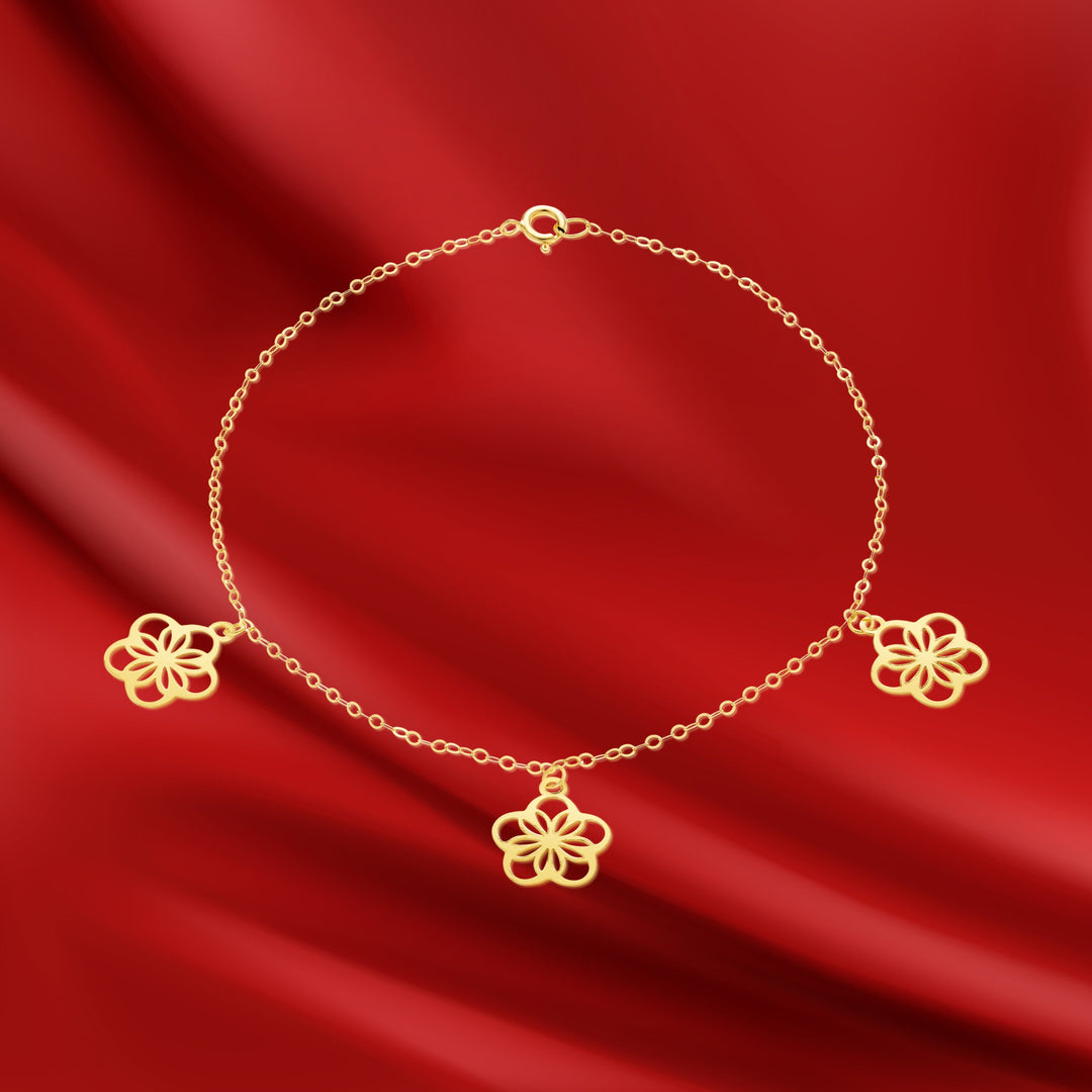18K Real Gold Fine Flower Bracelet