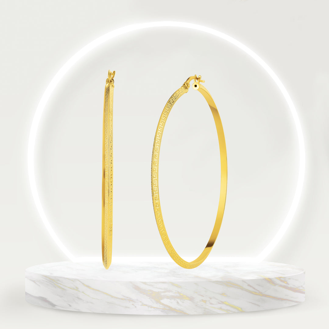 18K Real Gold Round Loop Earrings