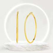 18K Real Gold Round Loop Earrings