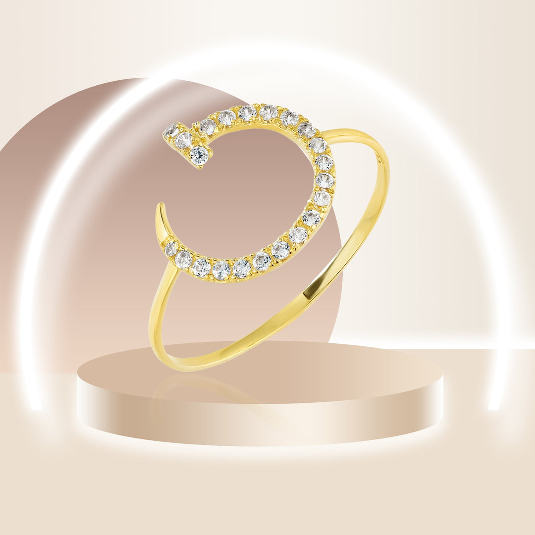 18K Real Gold Nail Stone Ring