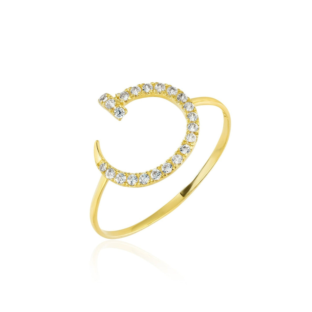 18K Real Gold Nail Stone Ring