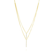 18K Real Gold 2 Layer Stone Necklace