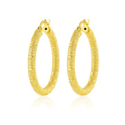 18K Real Gold Round Loop Earrings