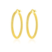 18K Real Gold Round Loop Earrings