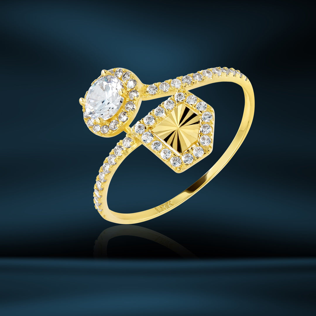 18K Real Gold Stone Ring