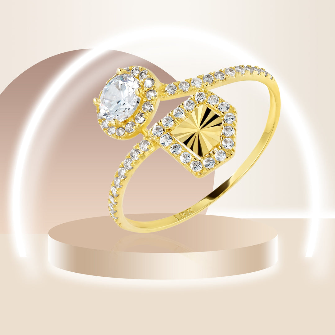 18K Real Gold Stone Ring