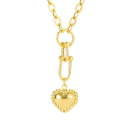 18K Real Gold U-Link Heart Necklace