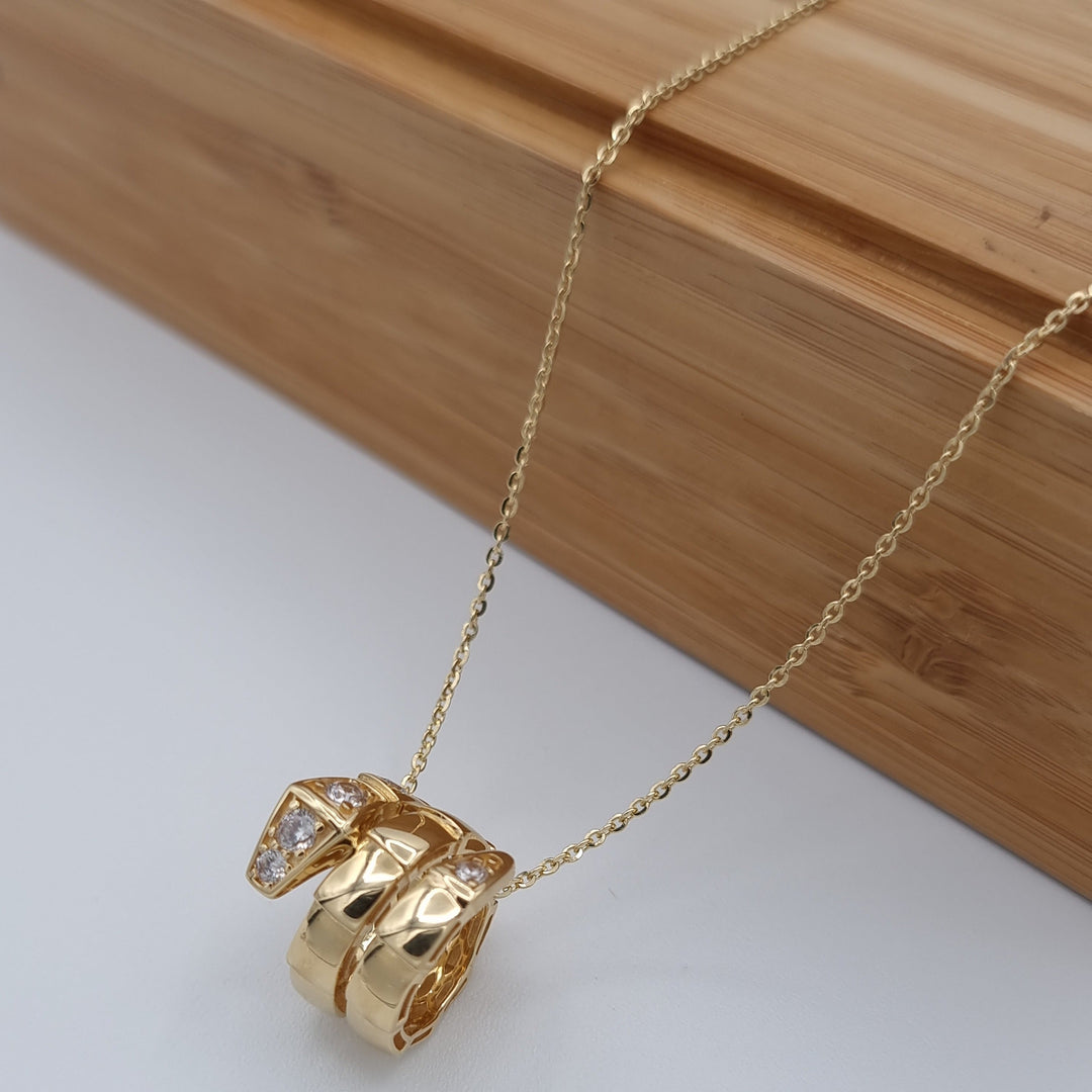 18K Real Gold Elegant Stone Necklace