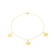 18K Real Gold Fine Square Bracelet