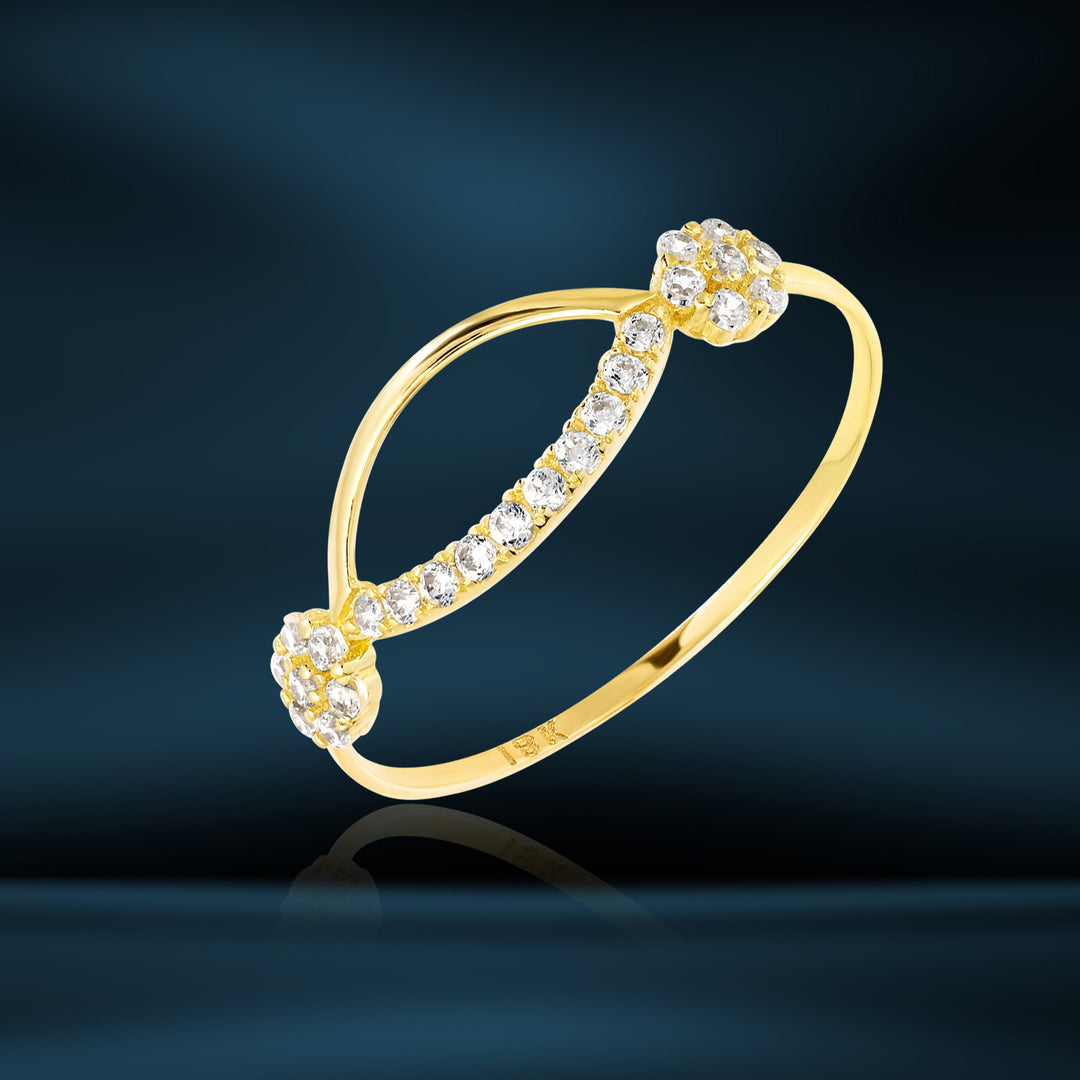 18K Real Gold Stone Ring