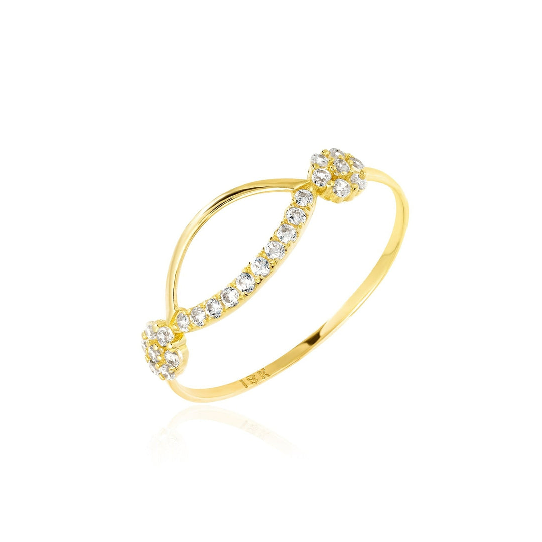 18K Real Gold Stone Ring