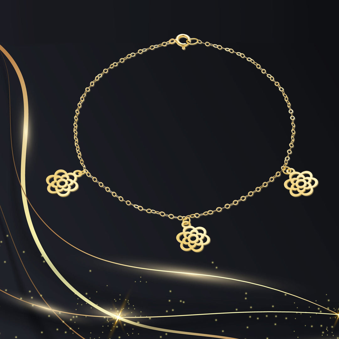 18K Real Gold Fine Flower Bracelet