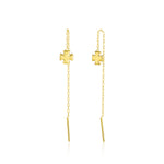 Load image into Gallery viewer, 18K Real Gold Hanging Cross Earrings