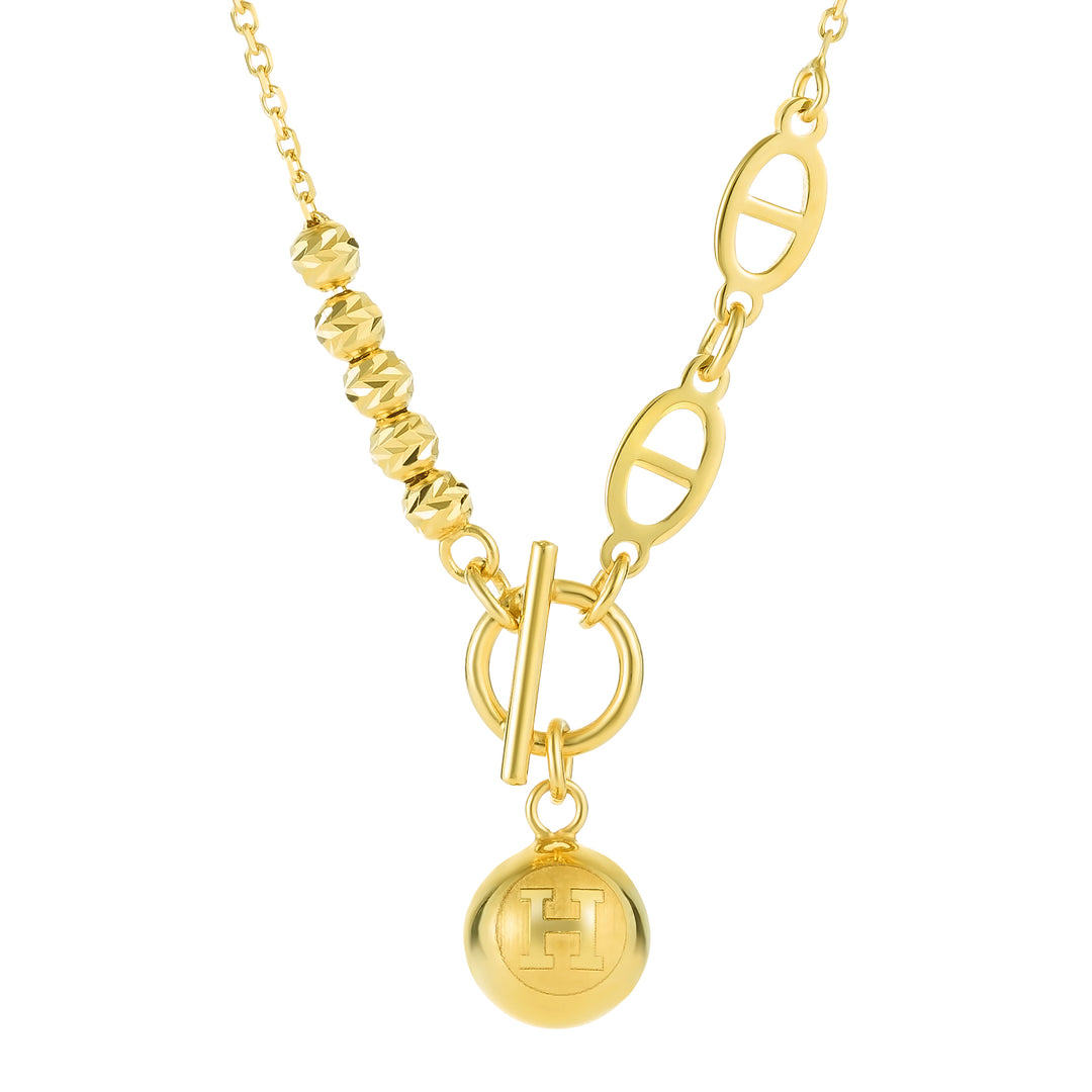 18K Real Gold Elegant Ball Necklace