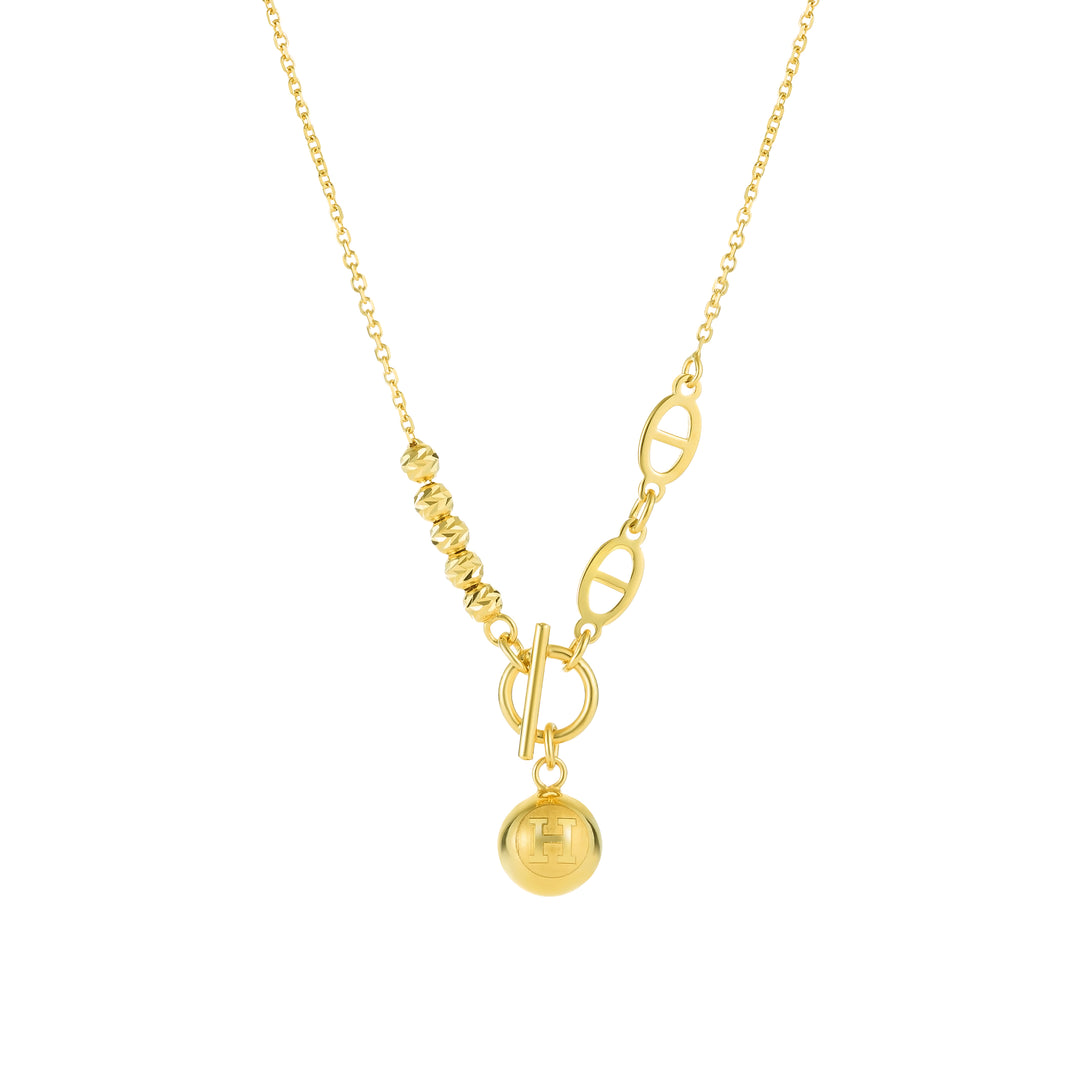 18K Real Gold Elegant Ball Necklace