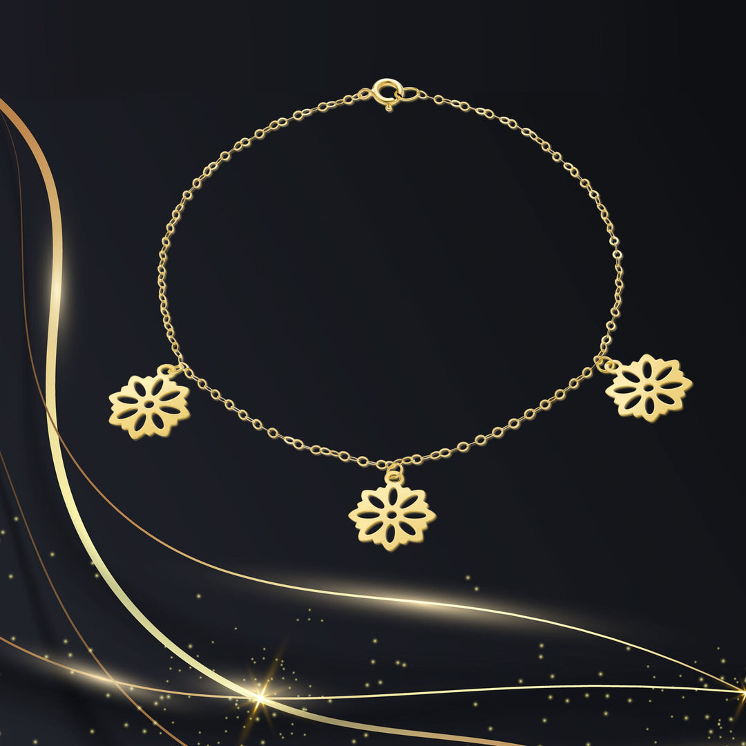 18K Real Gold Fine Flower Bracelet