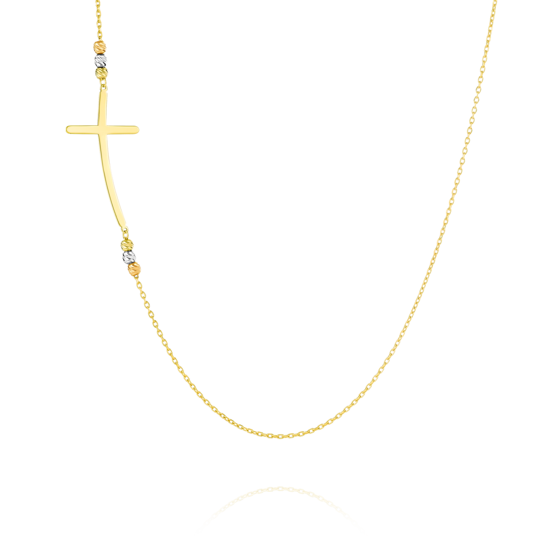 18K Real Gold Cross Seed Necklace