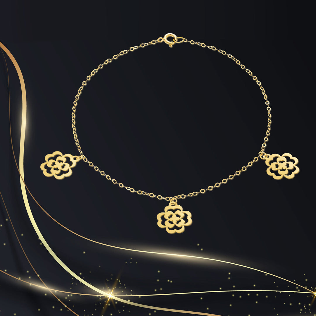 18K Real Gold Fine Flower Bracelet