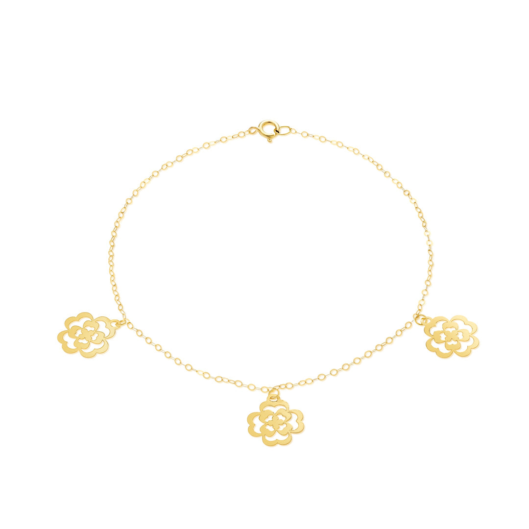 18K Real Gold Fine Flower Bracelet