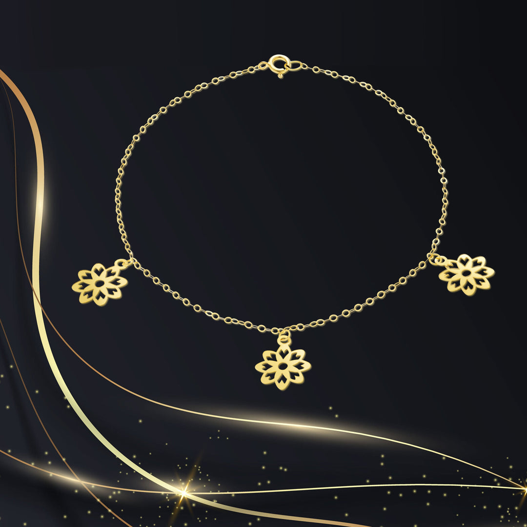 18K Real Gold Fine Flower Bracelet