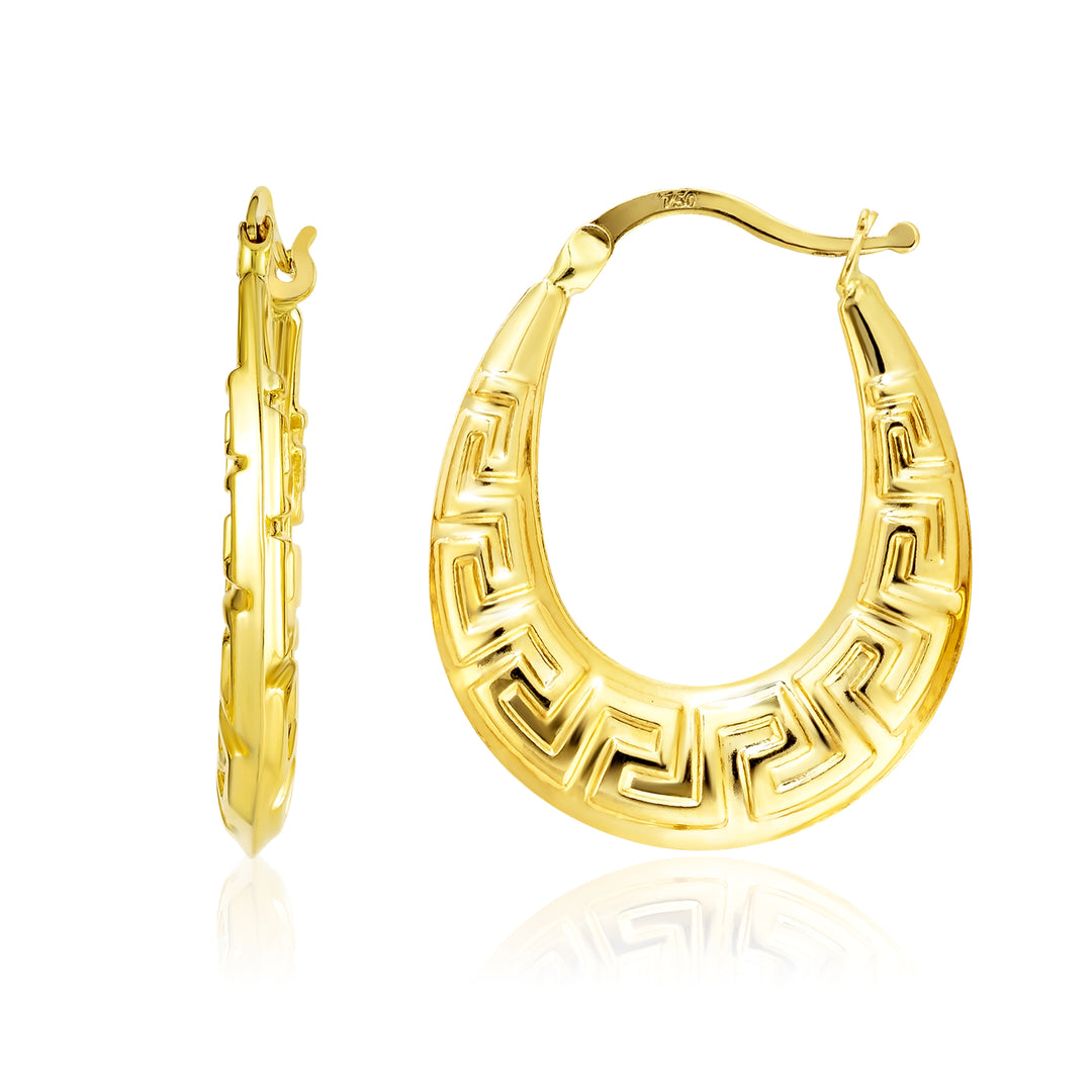 18K Real Gold Oval Earrings