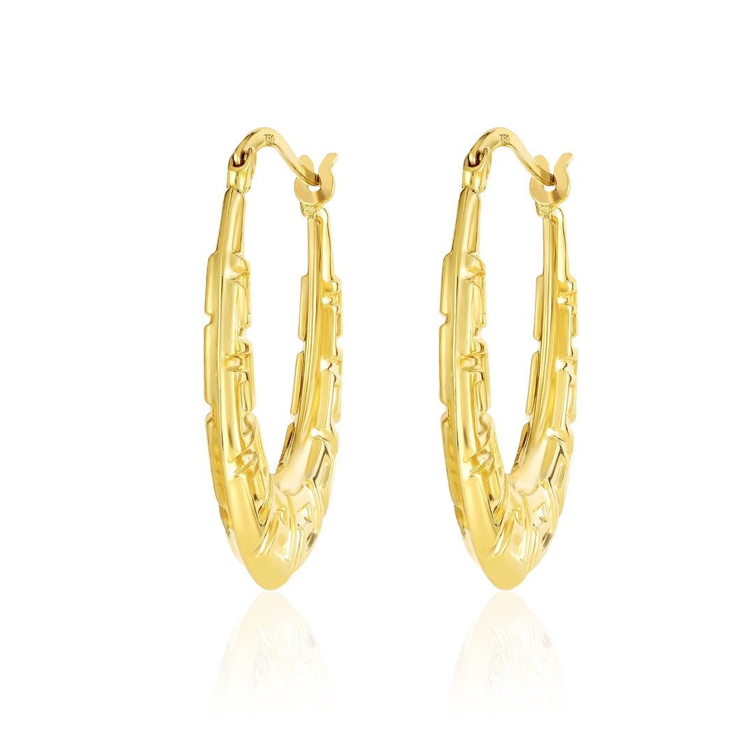 18K Real Gold Oval Earrings