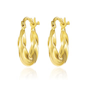 18K Real Gold Round Loop Earrings