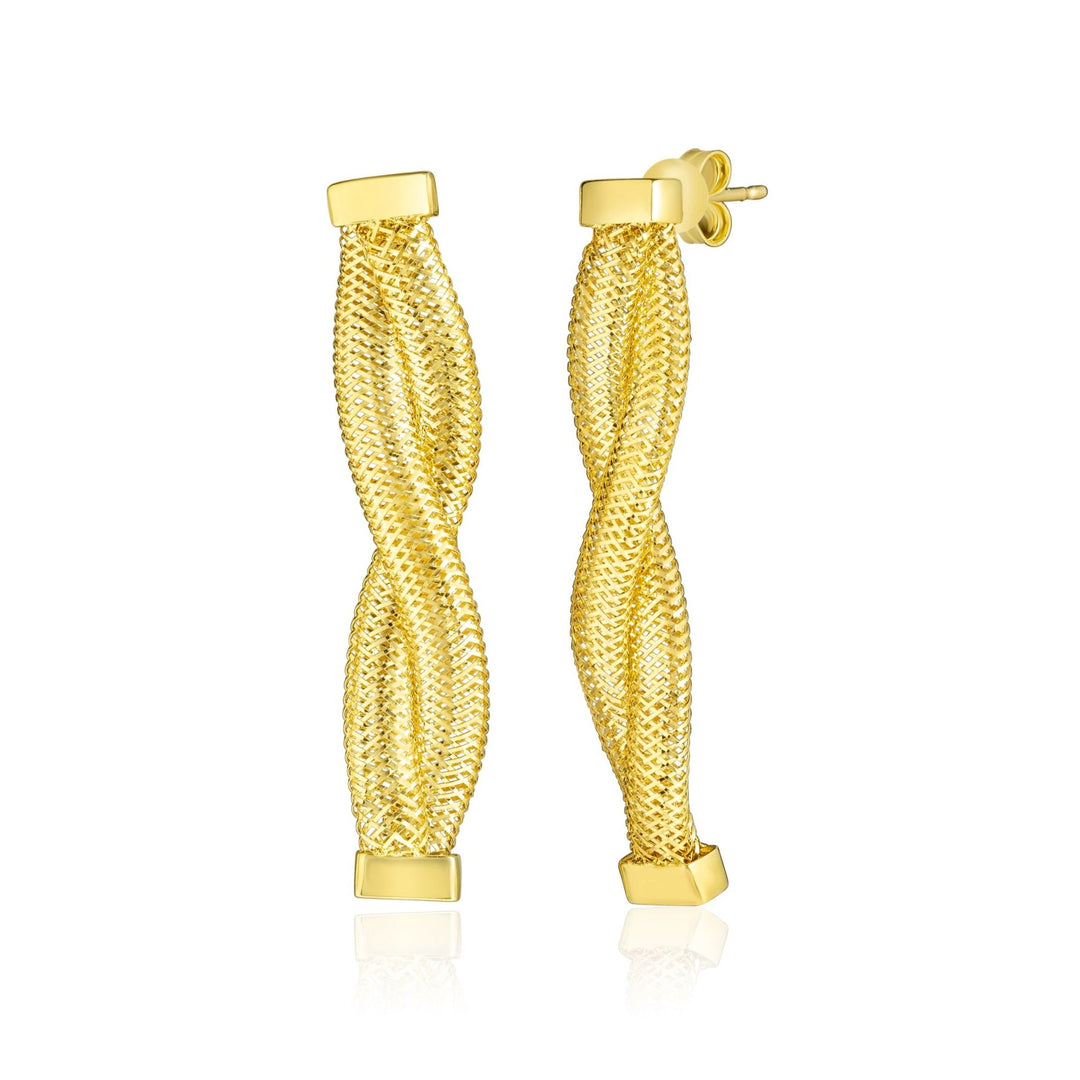 18K Real Gold Twisted Stud Earring Set