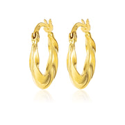 18K Real Gold Round Loop Earrings