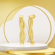 18K Real Gold Twisted Stud Earring Set