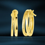 18K Real Gold Double Round Loop Earrings
