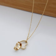 18K Real Gold Double Heart Necklace