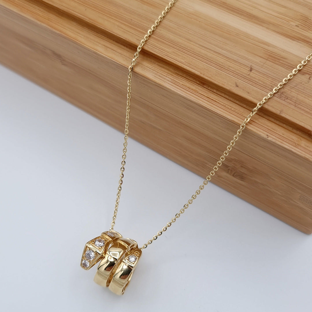 18K Real Gold Elegant Stone Necklace