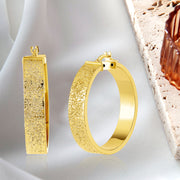 18K Real Gold Round Loop Earrings